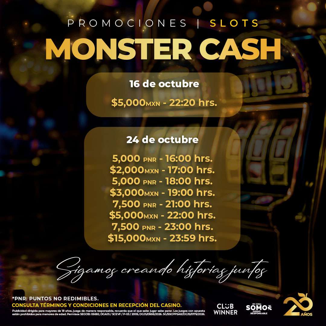 Monster Cash en slots en Casino Life Pachuca, octubre 2026