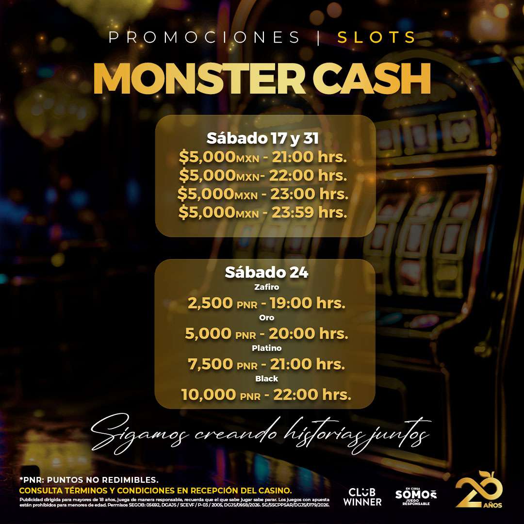 Monster Cash en slots en Casino Life San Luis Potosí, octubre 2026