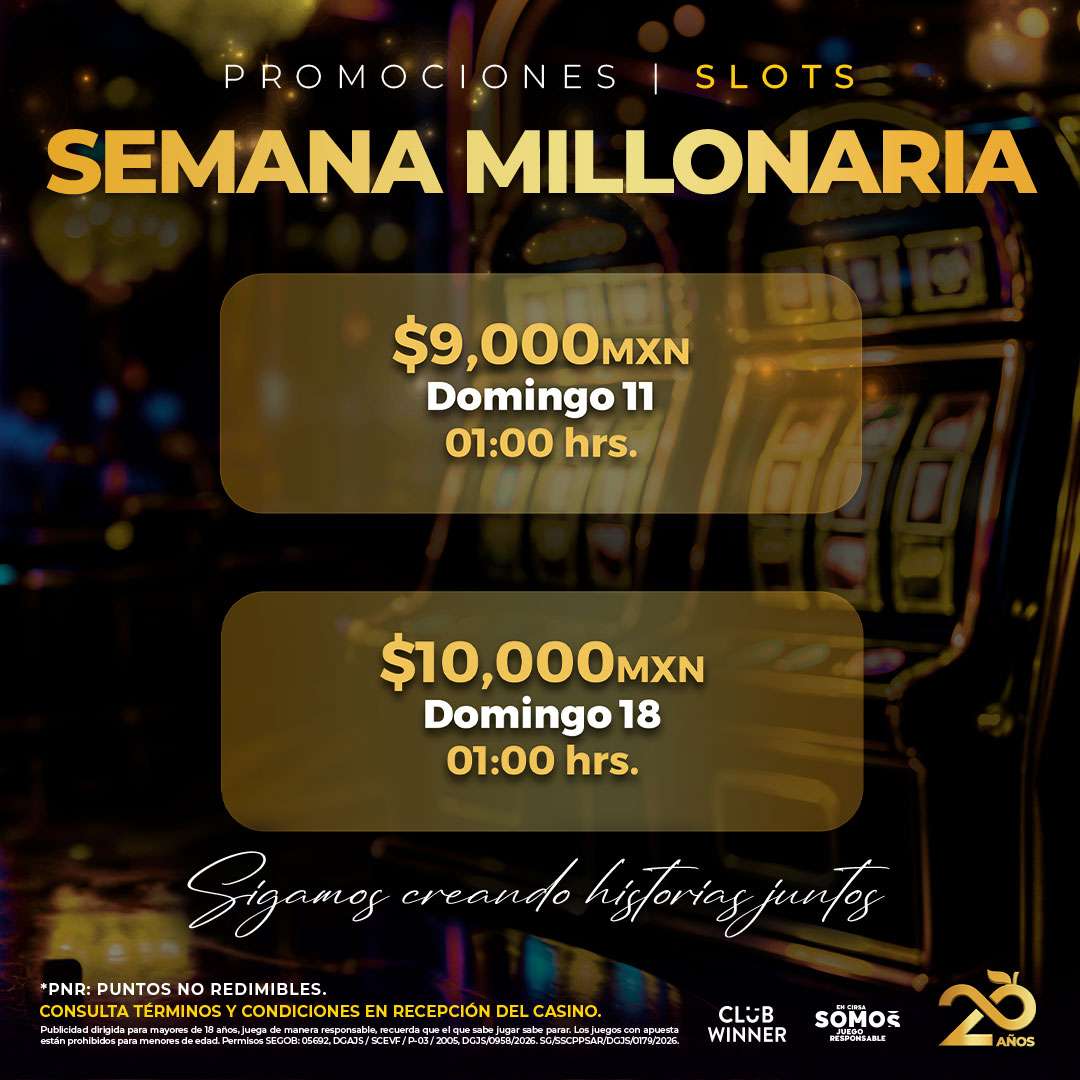 Semana Millonaria en slots en Casino Central Guadalajara, octubre 2026