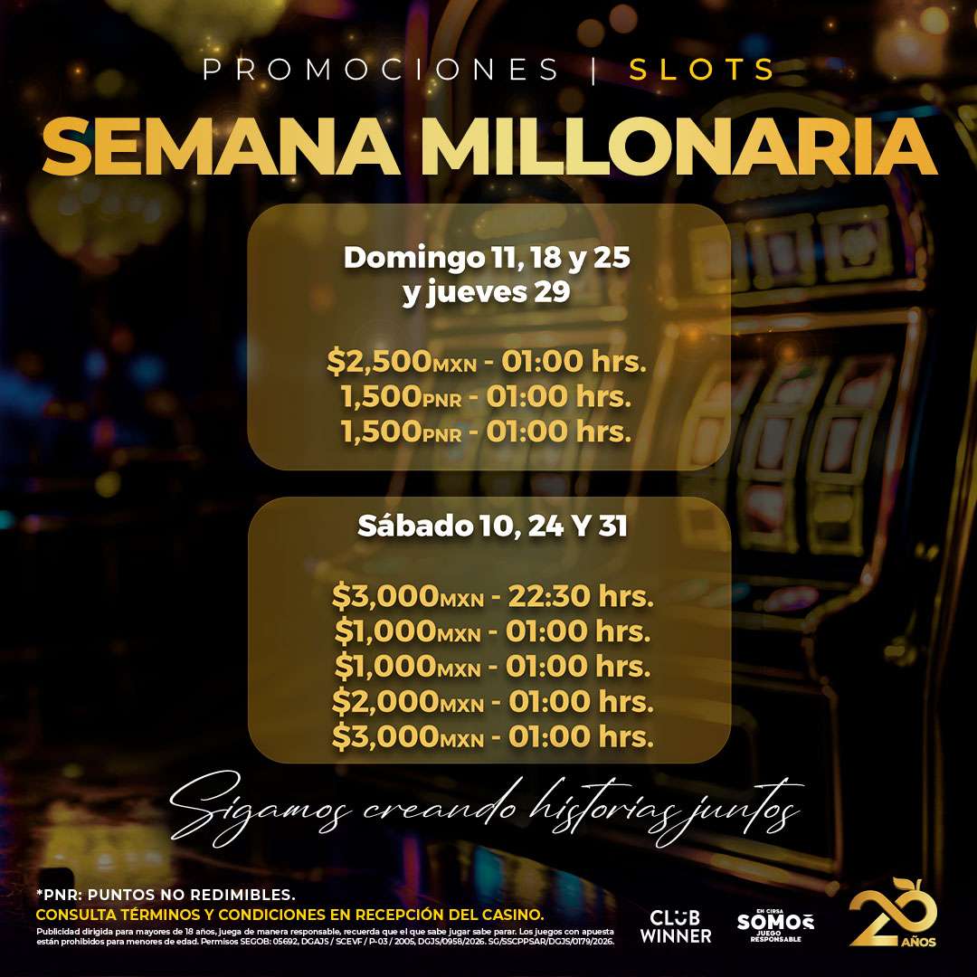 Semana Millonaria en slots en Casino Life Colima, octubre 2026