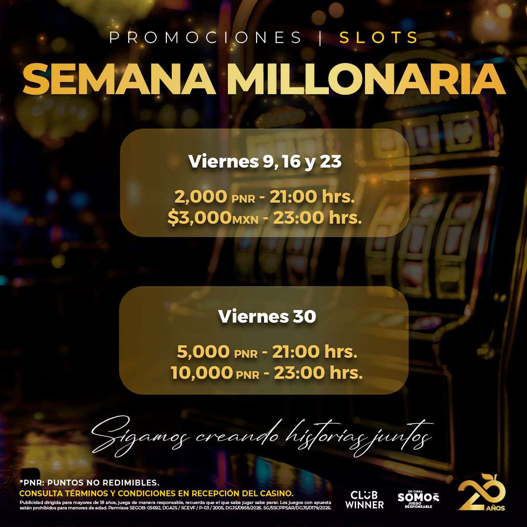 Semana Millonaria en slots en Casino Life San Luis Potosí, octubre 2026